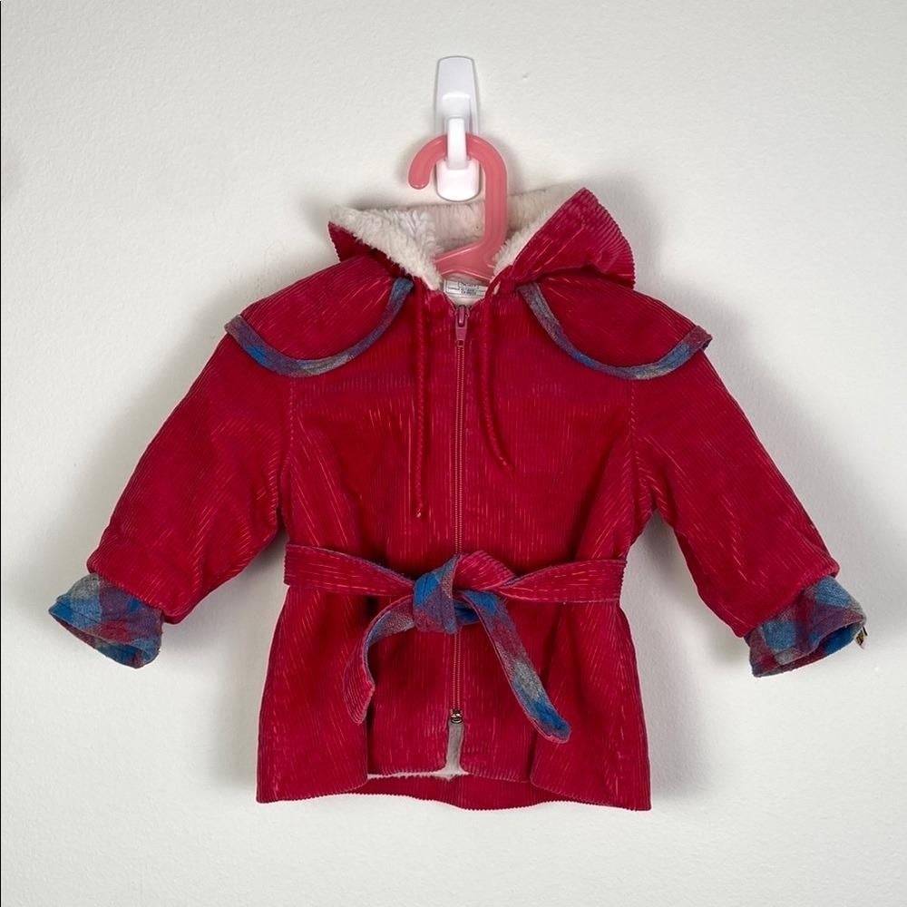 Winnie the Pooh Vintage Sears Collared Hooded Corduroy Baby Red‎ Coat 12 Months